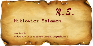 Miklovicz Salamon névjegykártya